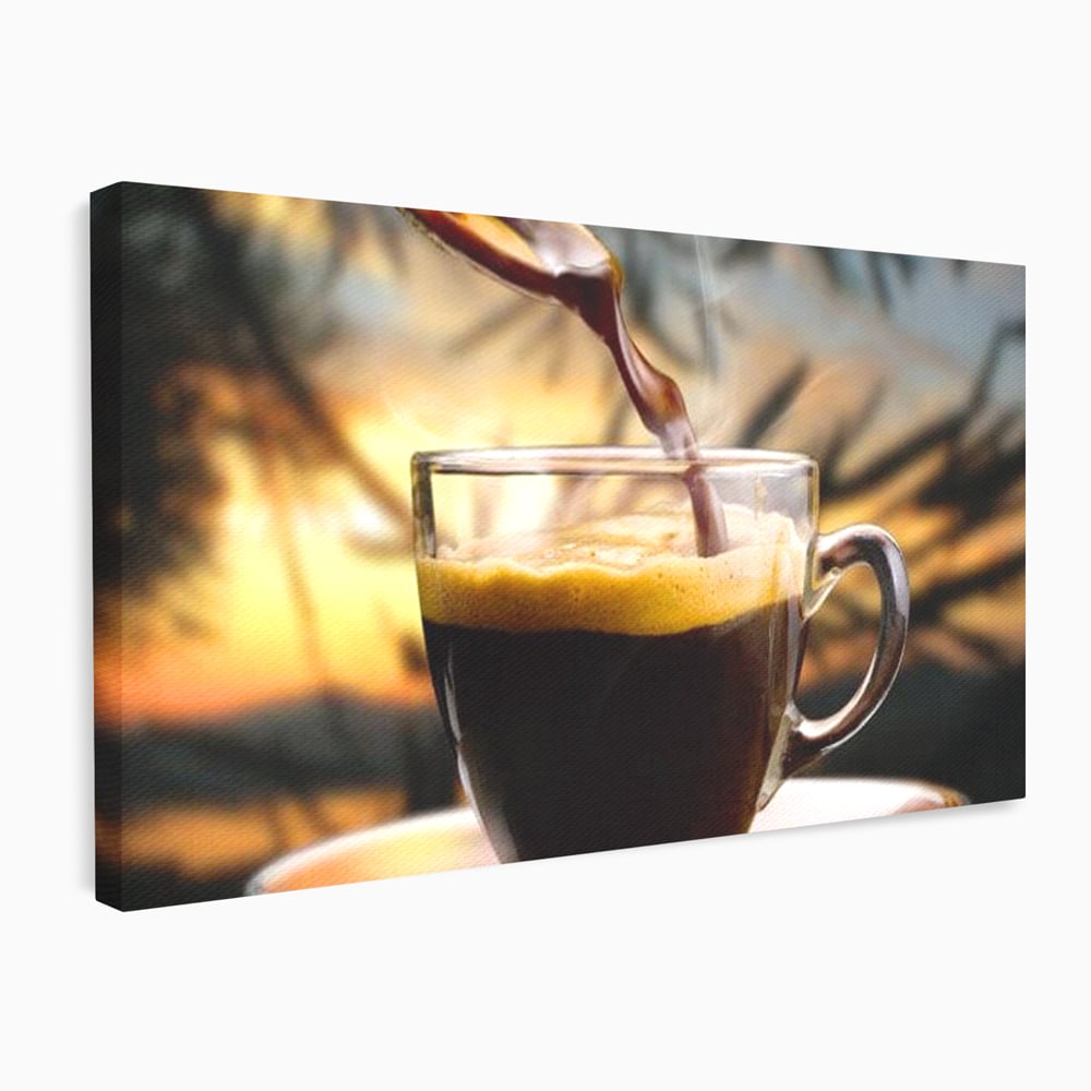 Tablou canvas cu tablou canvas cu ceasca de espresso, fara rama, pe sasiu de lemn